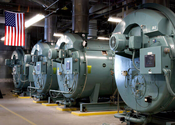 Close up view of boiler equipment at a Rochester City School 